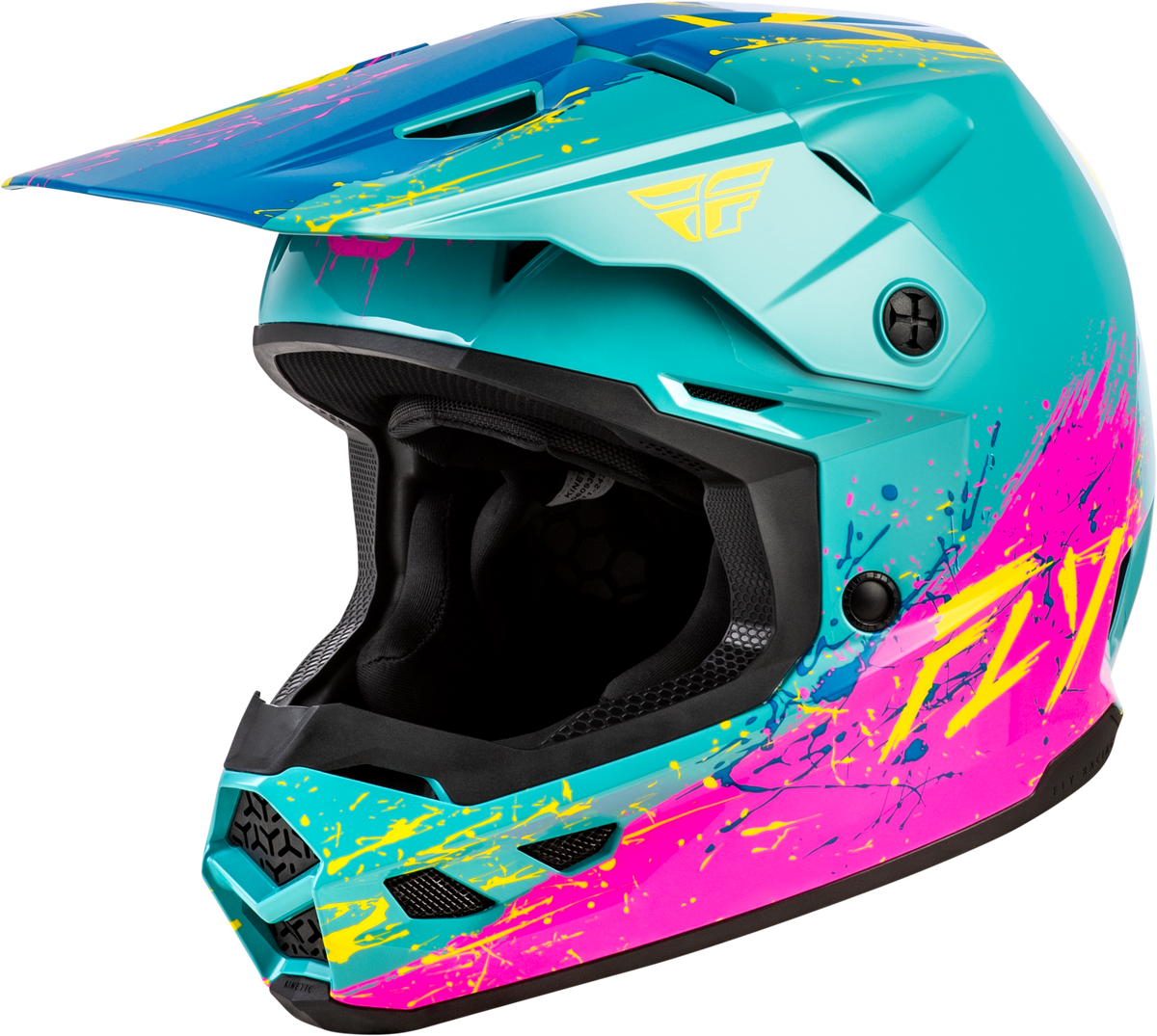 Youth Kinetic Drip Helmet Turquoise/Pink/Yellow Yl