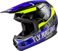 Youth Kinetic Scorched Helmet Blue/Grey/Hi Vis Ys