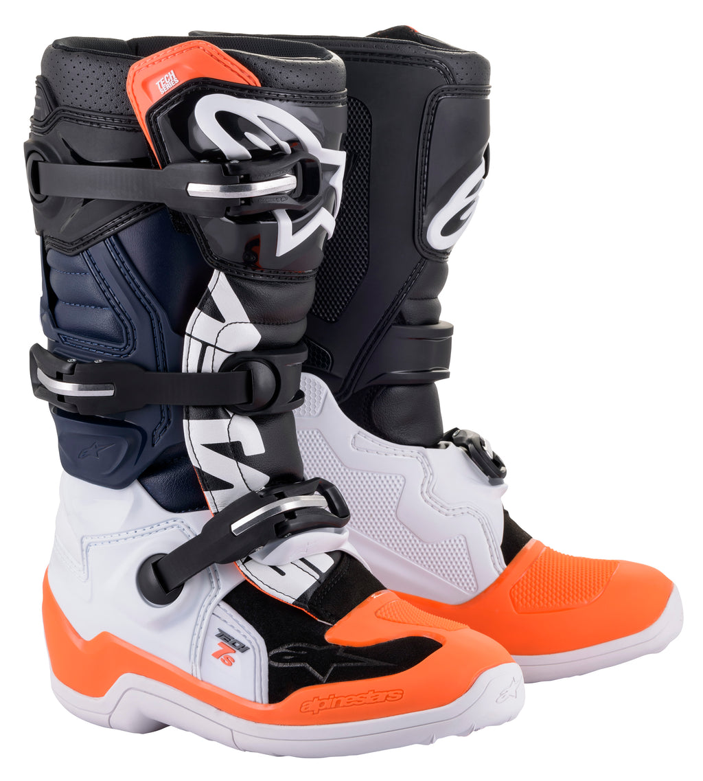 Tech 7s Boots Black/White/ Orange Fluo Sz 08