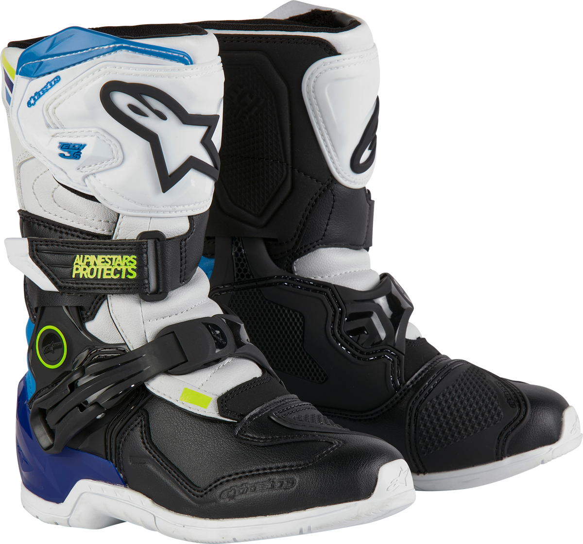 Tech 3s Kids Boots Wht/Blk/Enamel Blue Sz 1