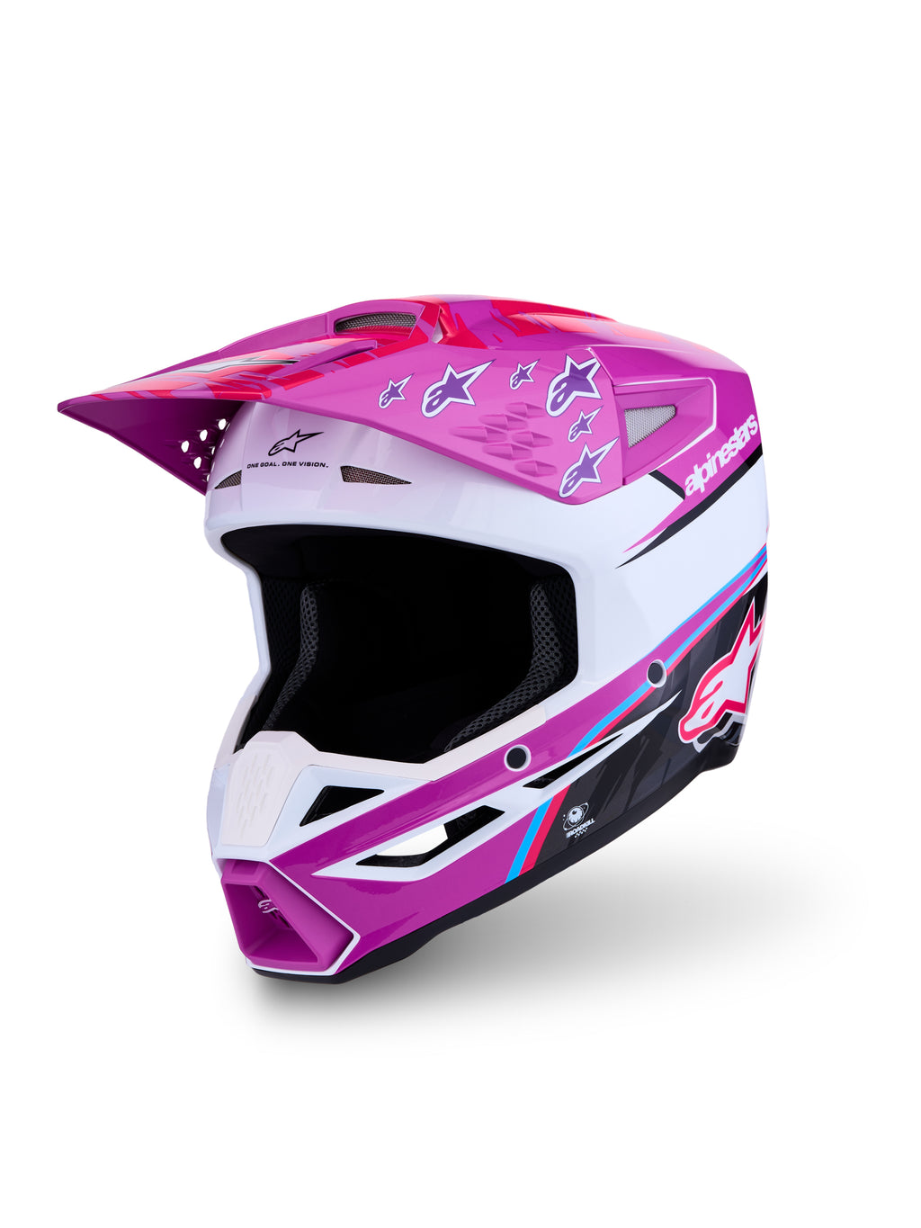 S M3 Falcon Helmet Ece06/Dot Prpl/Wht/Blk/Pink Fl Gl Md