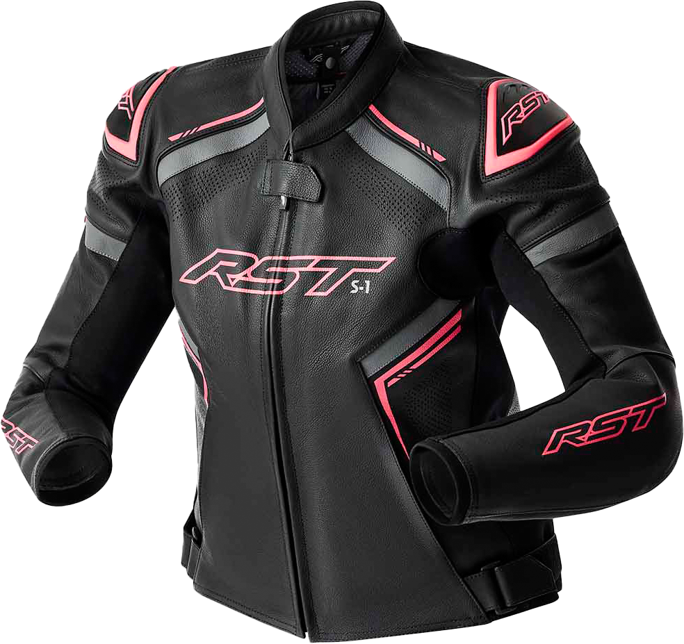 Womens S1 D3o Leather Jacket Blk/Flo Pink Xs
