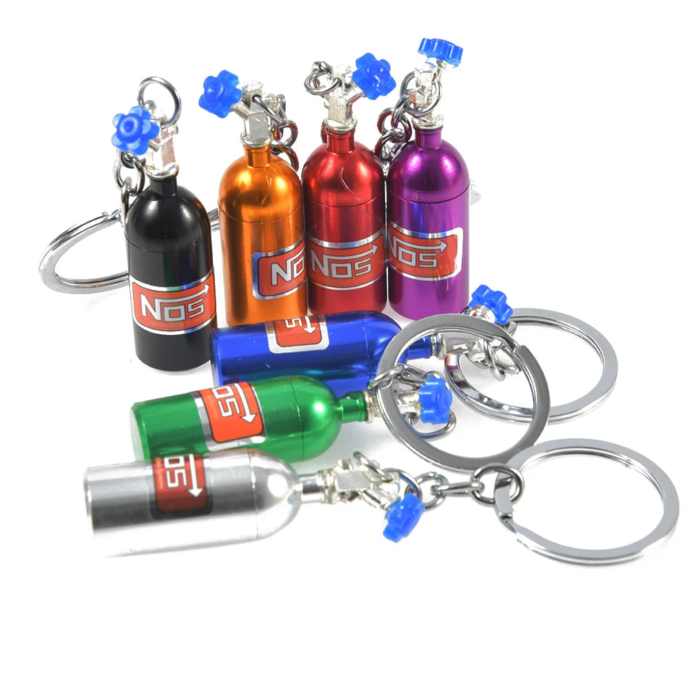 Nitrous Oxide Bottle Key Chain Keychain Keyring Stash Pill Box Chain Auto Car Interior Key Chains Modify Car Key Rings