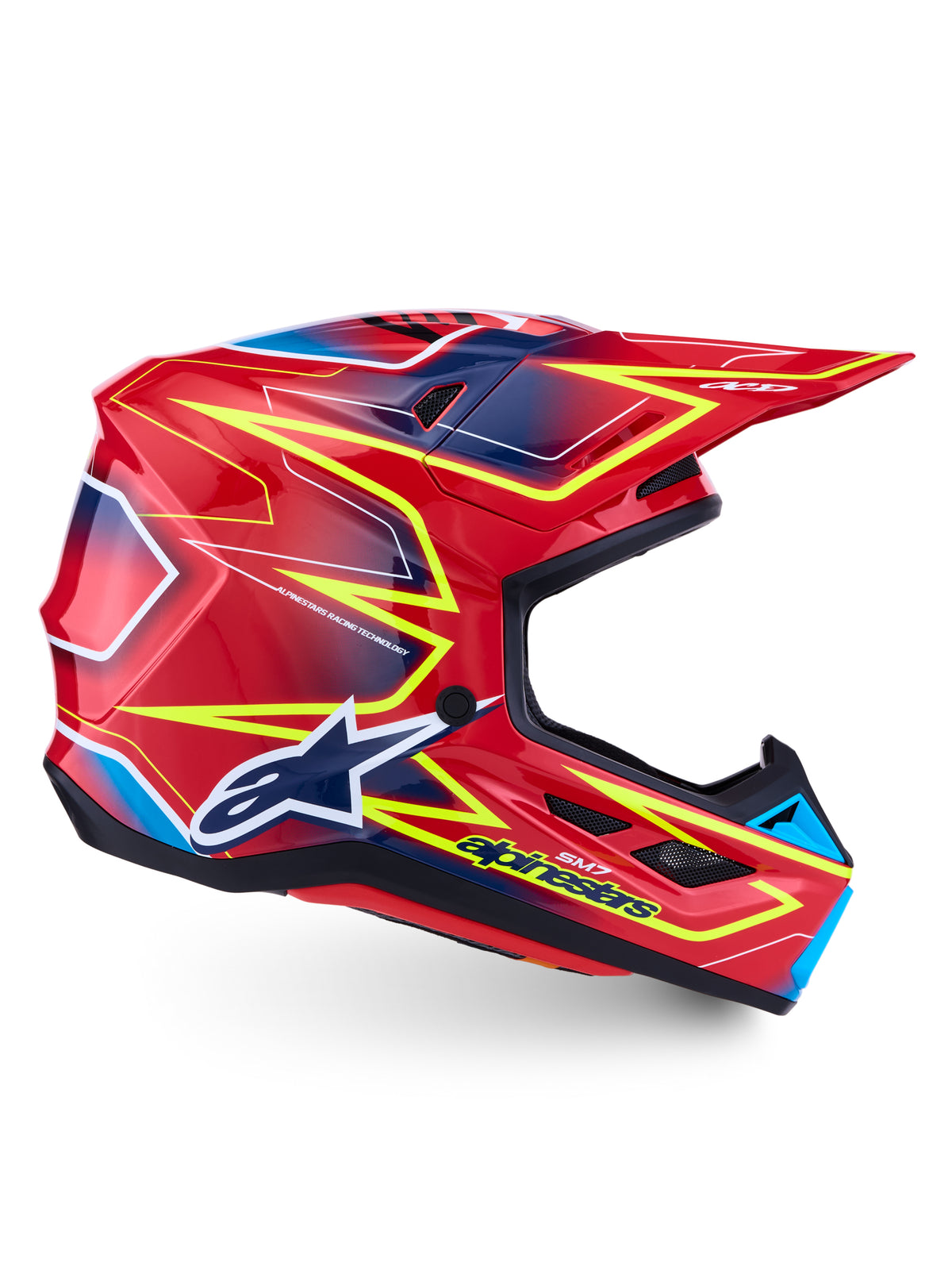 S M7 Cast Helmet Ece06/Dot Red/Yllw Fluo/Blue Glossy Xl