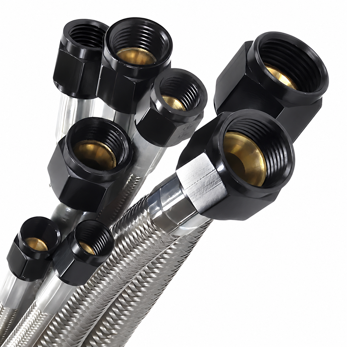Nitrous Outlet 14" 4AN Stainless Braided Hose (Black B-Nuts)