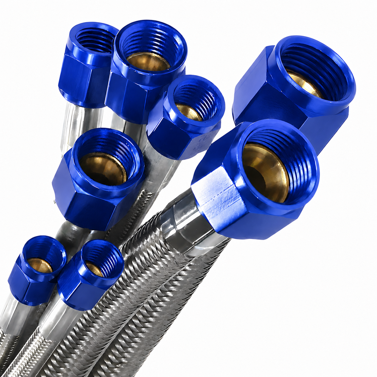 Nitrous Outlet 36" 8AN Stainless Braided Hose (Blue B-Nuts)