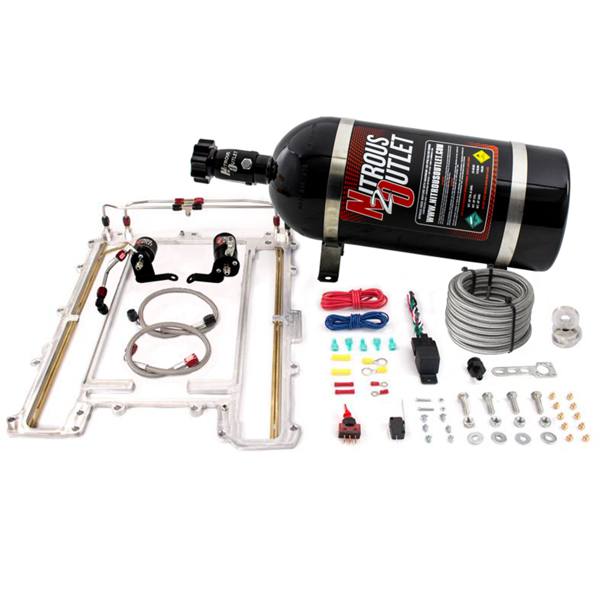 Nitrous Outlet GM 2009-2013 Corvette ZR1 LS9 Blower Plate system - Gas/E85 (45-55psi)(100-300HP)(15lb Bottle)