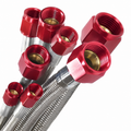 Nitrous Outlet 24" 3AN Stainless Braided Hose (Red B-Nuts)