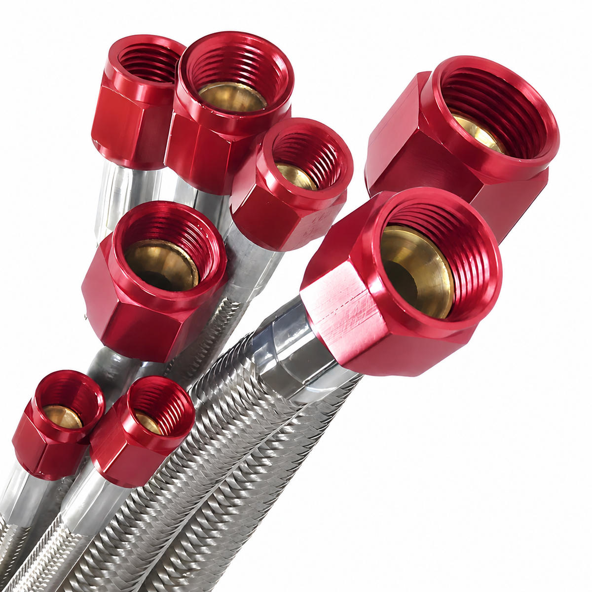 Nitrous Outlet 24" 3AN Stainless Braided Hose (Red B-Nuts)