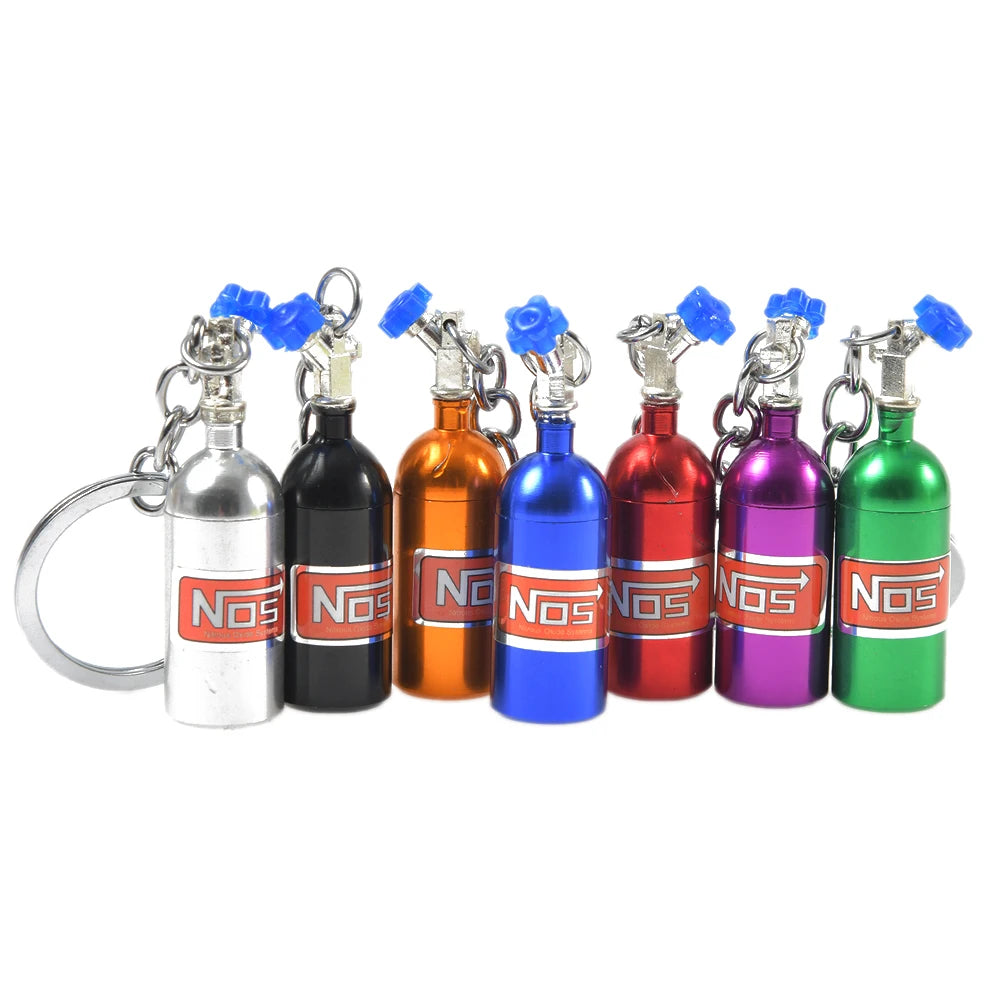 Nitrous Oxide Bottle Key Chain Keychain Keyring Stash Pill Box Chain Auto Car Interior Key Chains Modify Car Key Rings