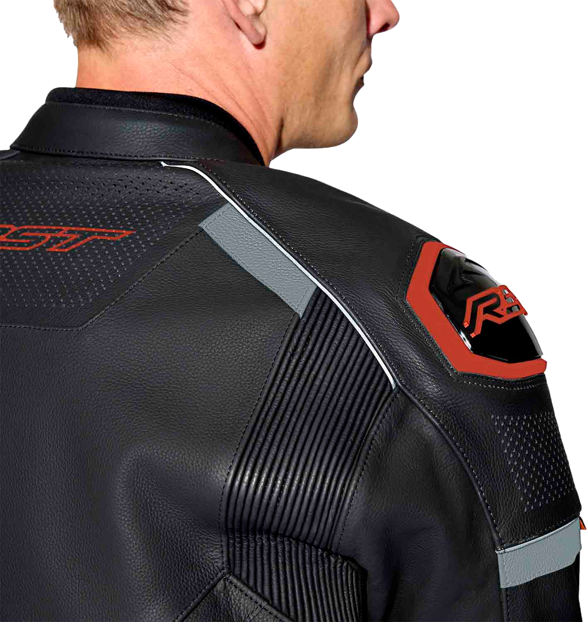 S1 D3o Leather Jacket Blk/Gry/Red Lg