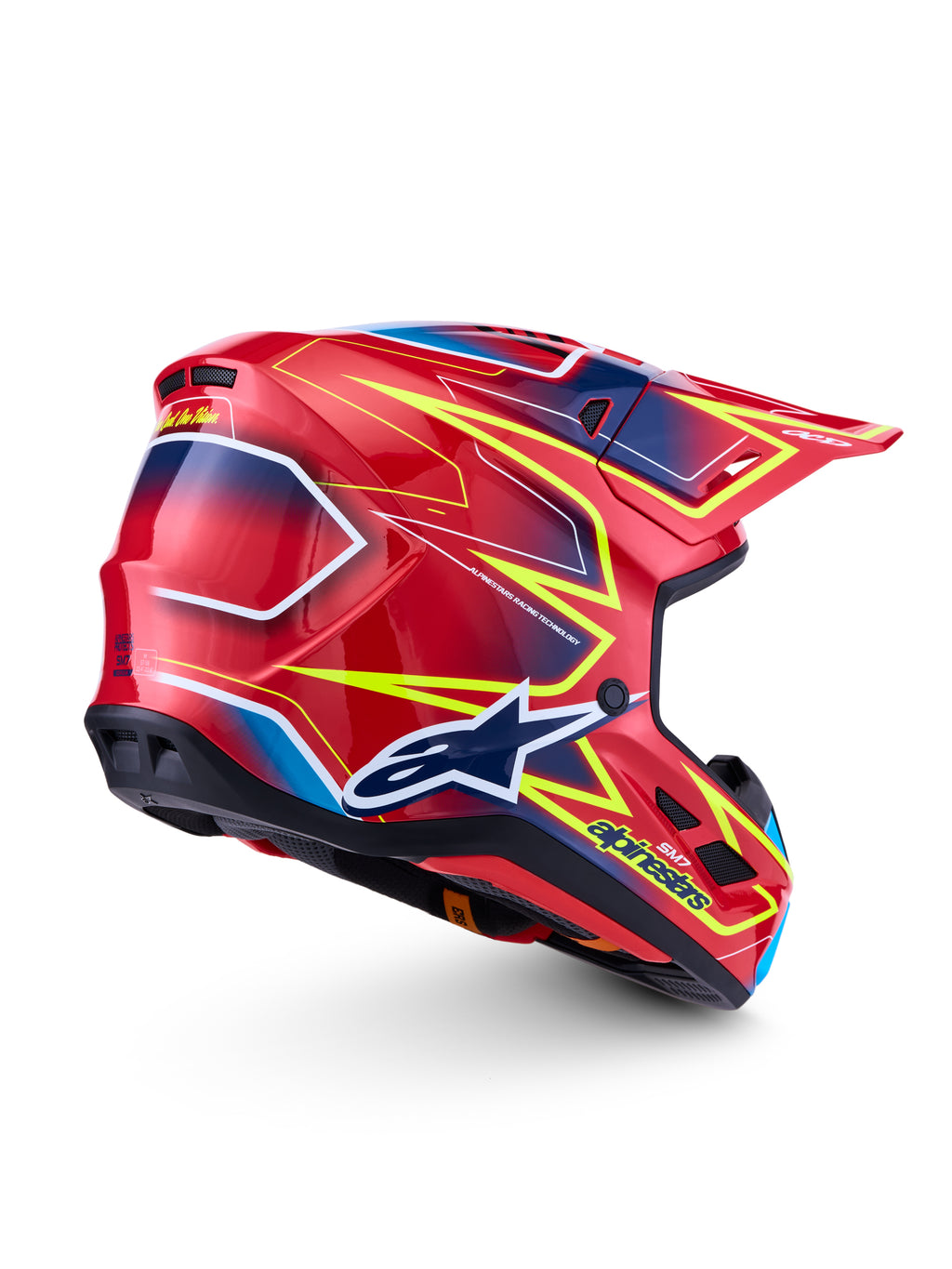 S M7 Cast Helmet Ece06/Dot Red/Yllw Fluo/Blue Glossy Lg