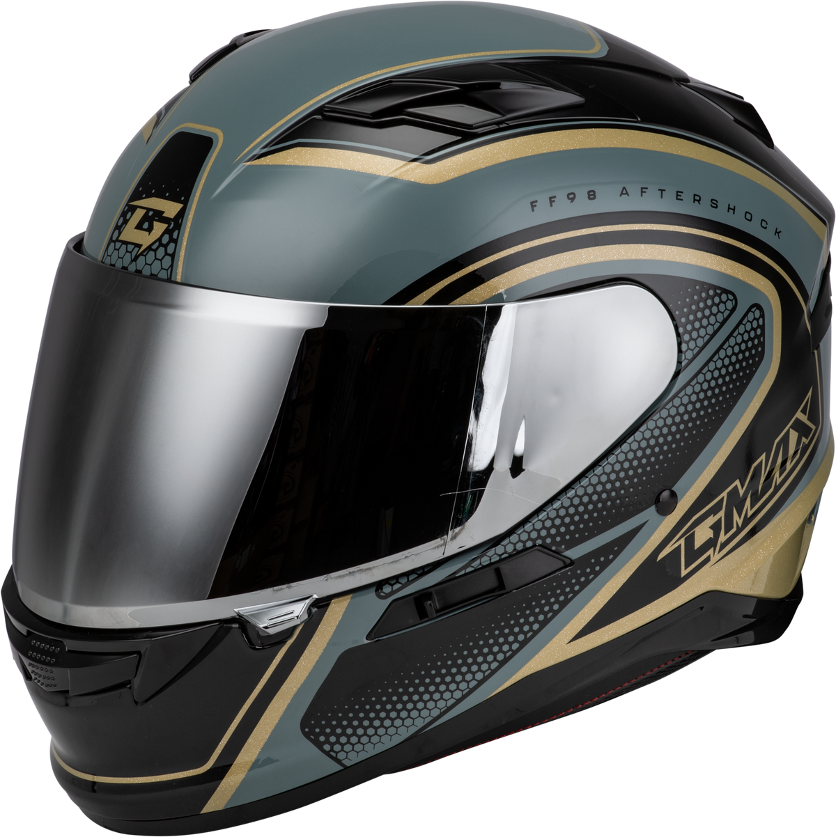 GMAX FF-98 Aftershock Helmet Grey/Metallic Gold