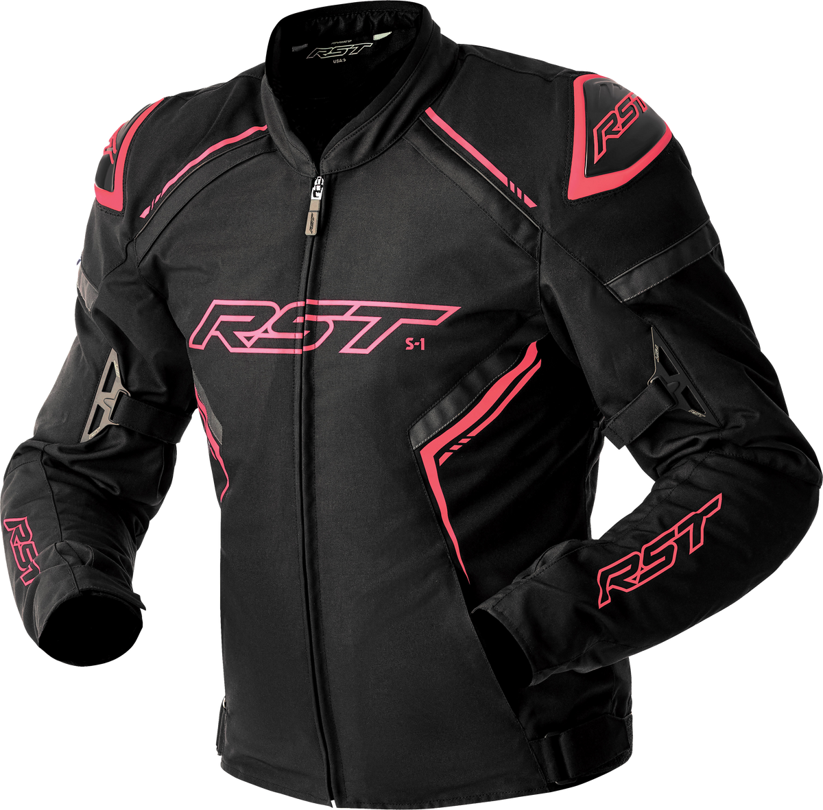 Womens S1 D3o Textile Jacket Blk/Flo Pink Xs