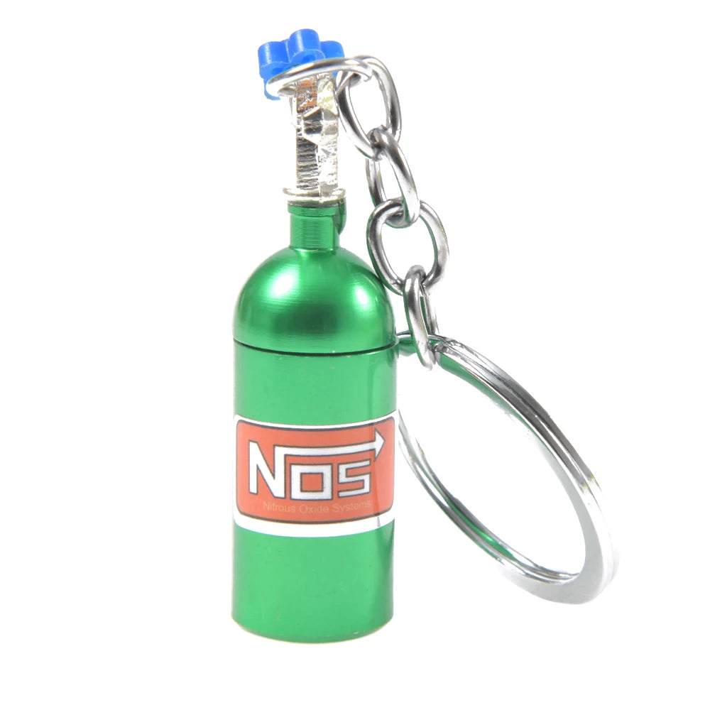 Nitrous Oxide Bottle Key Chain Keychain Keyring Stash Pill Box Chain Auto Car Interior Key Chains Modify Car Key Rings