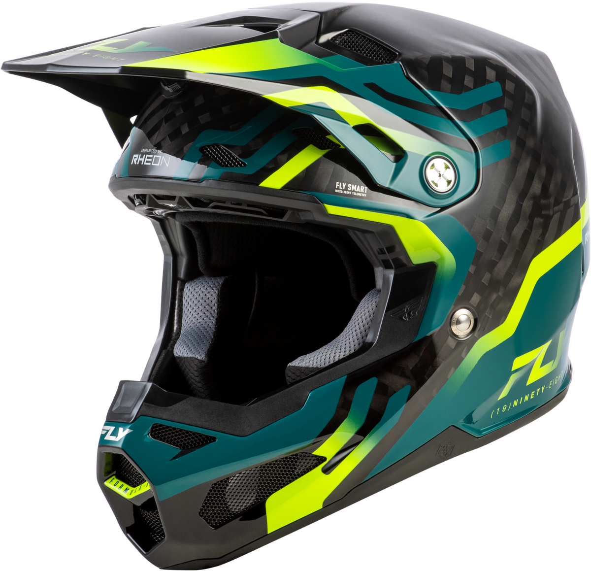 Formula S Carbon Byte Helmet Black Carbon/Teal/Lime 2x