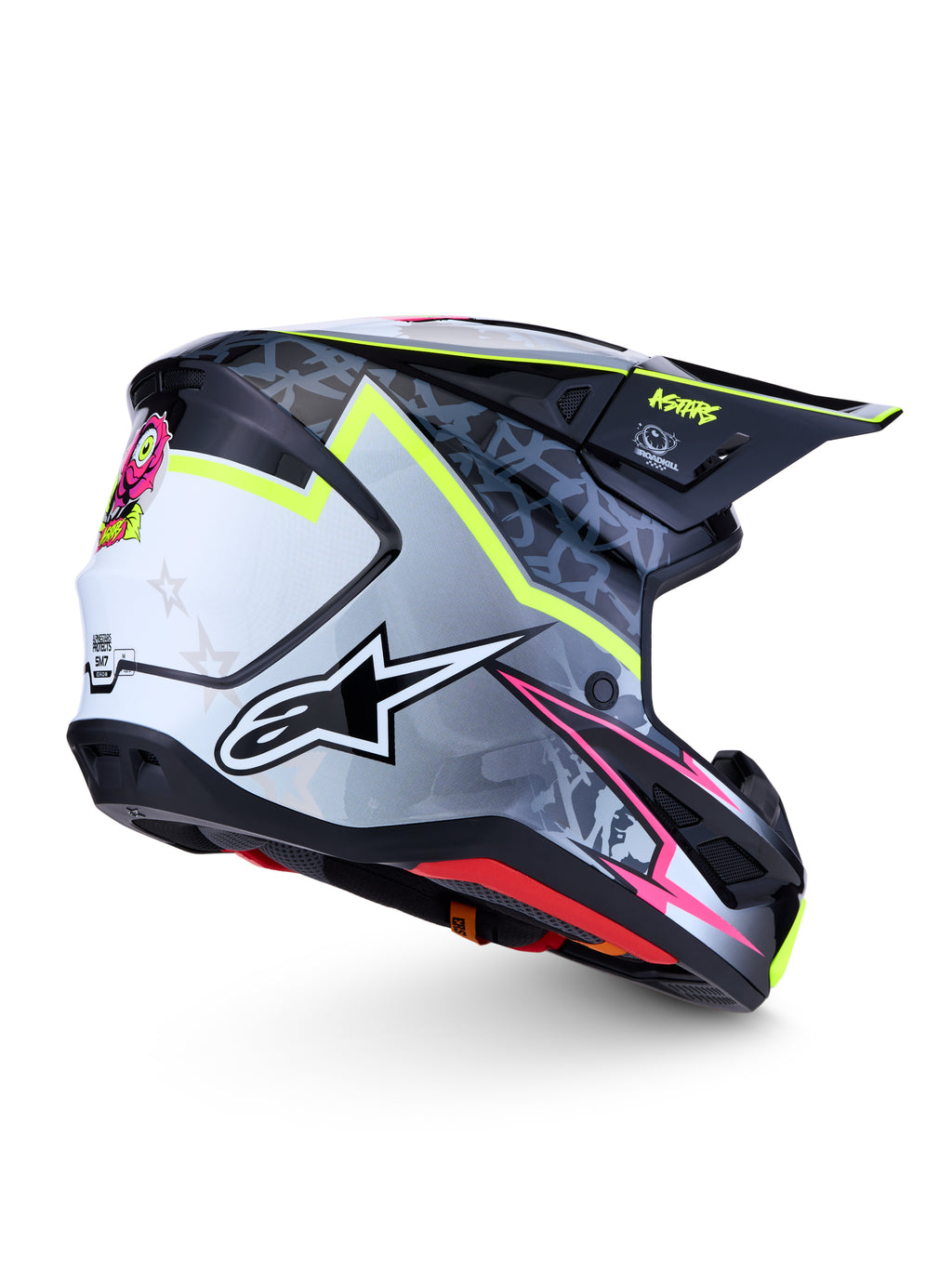 S M7 Blaster Helmet Ece06/Dot Blk/Gry/Wh/Yllw Fluo Glsy Xs