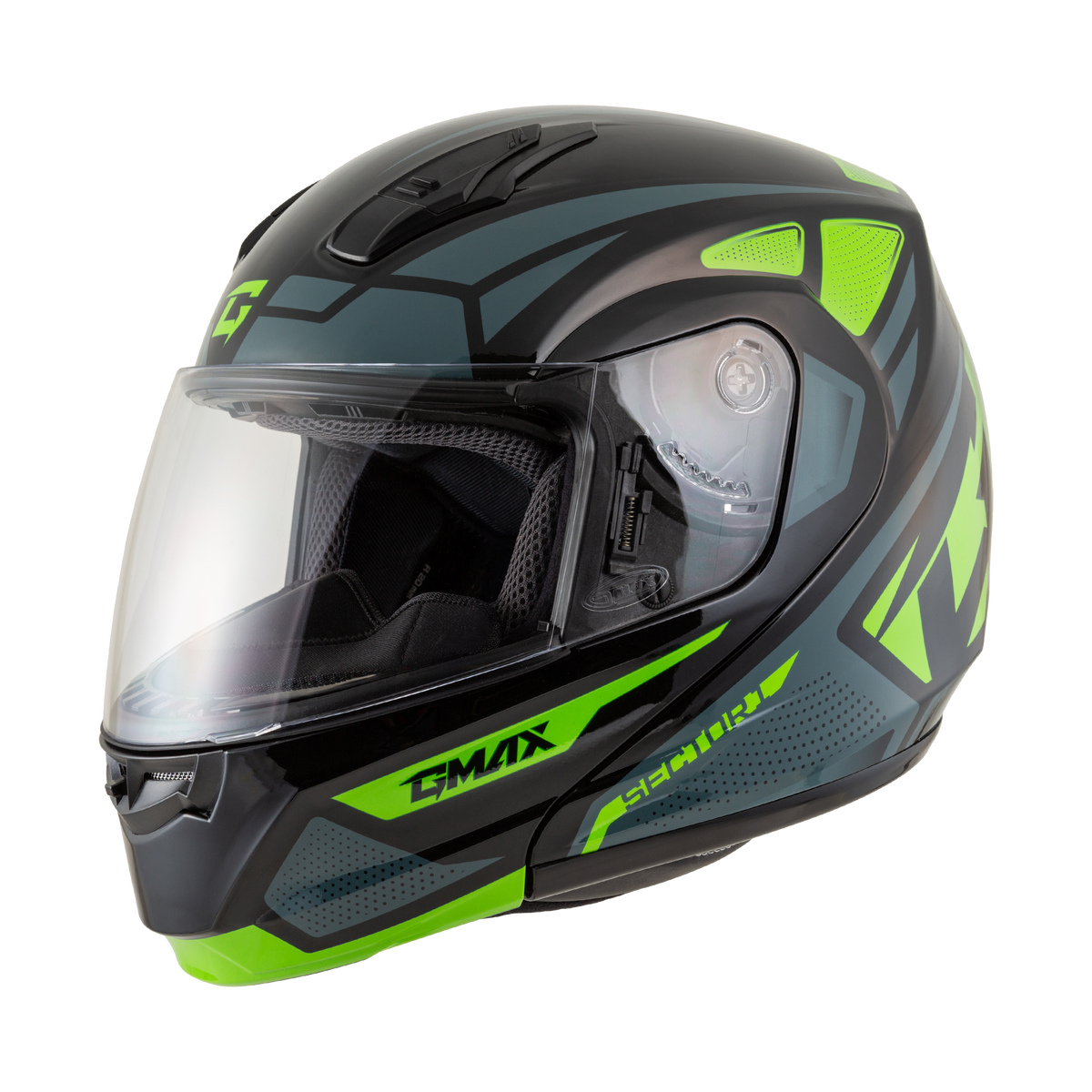 Md 04 Sector Helmet Black/Grn/Wht Lg