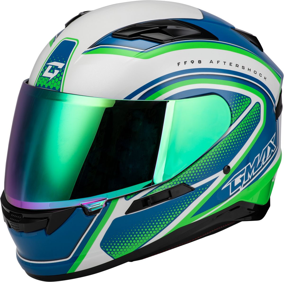 GMAX FF-98 Aftershock Helmet White/Neon Green