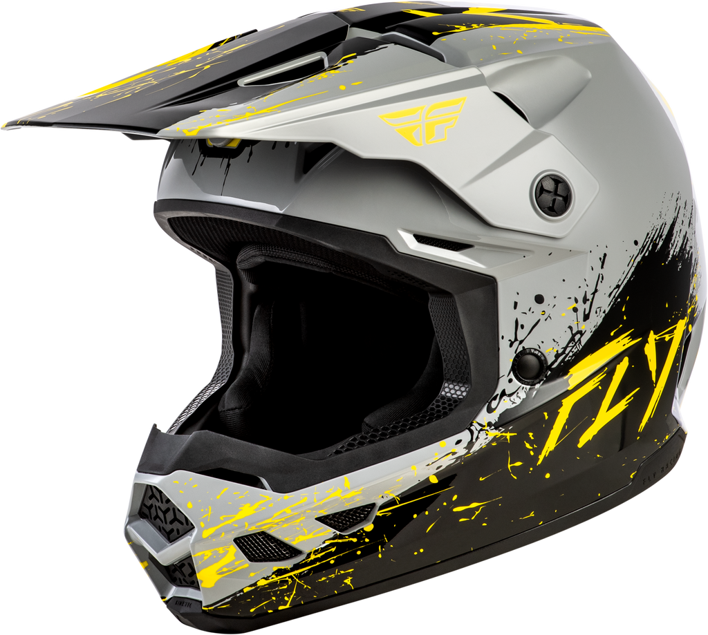 Youth Kinetic Drip Helmet Grey/Black/Yellow Ym