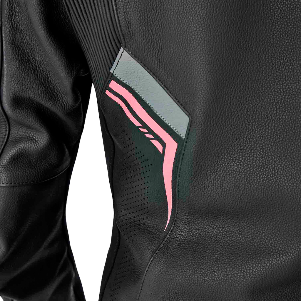 Womens S1 D3o Leather Jacket Blk/Flo Pink Xs