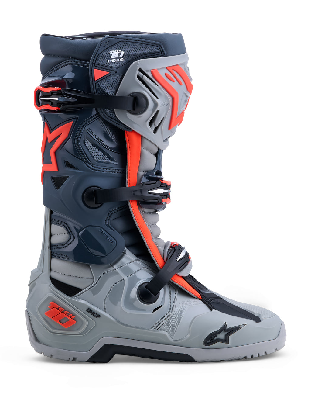 Tech 10 Enduro Boots Mid Gry/Drk Gry/Red Fluo 13