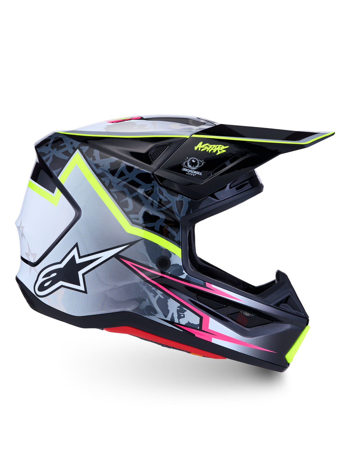 S M7 Blaster Helmet Ece06/Dot Blk/Gry/Wh/Yllw Fluo Glsy Xs