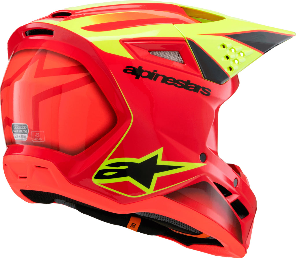 Sm3 Youth Fray Helmet Rd/Ylw Fluo/Blk Ym