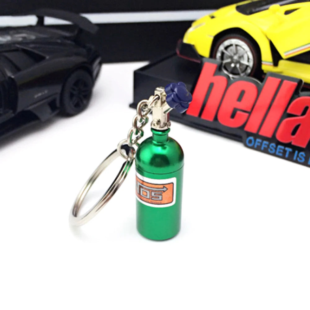 Nitrous Oxide Bottle Key Chain Keychain Keyring Stash Pill Box Chain Auto Car Interior Key Chains Modify Car Key Rings
