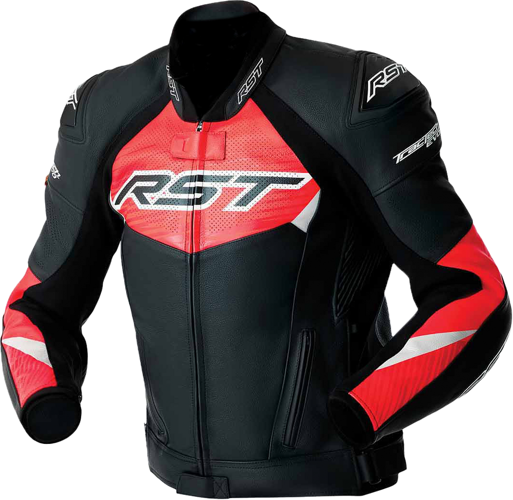 Tractech Evo D3o Jacket Blk/Flo Red Leather 2x