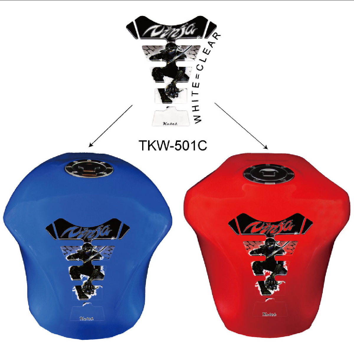 Keiti Additions TKW-501C Clear Kawasaki Tank Pad