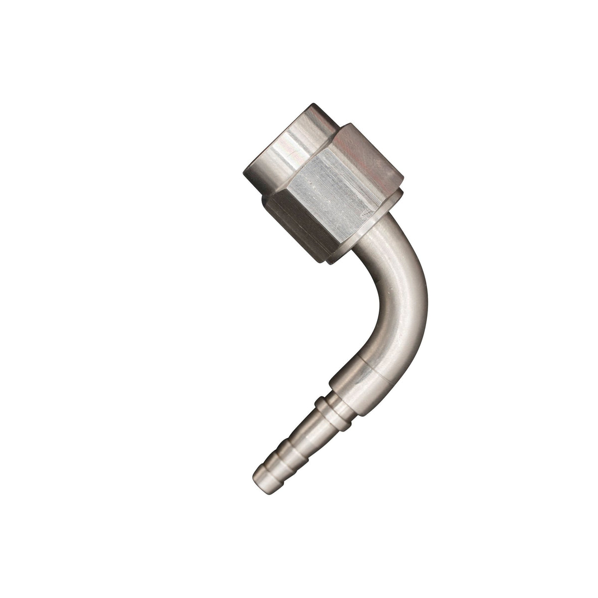 Flo Supply 4AN 90 Degree Crimped Female Hose End - Stainless Nut